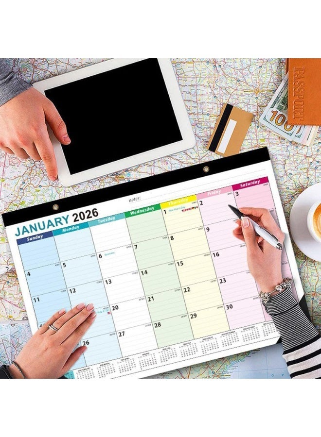 تقويم جداري بيج ثري 2026، تقويم مكتبي وجداري شهري 2026-2027 لمدة 18 شهرًا، ورق متين سميك مع واقيات زوايا، قائمة مهام، ملصقات تخطيط، من يناير 2026 إلى يونيو 2027. - Image 2